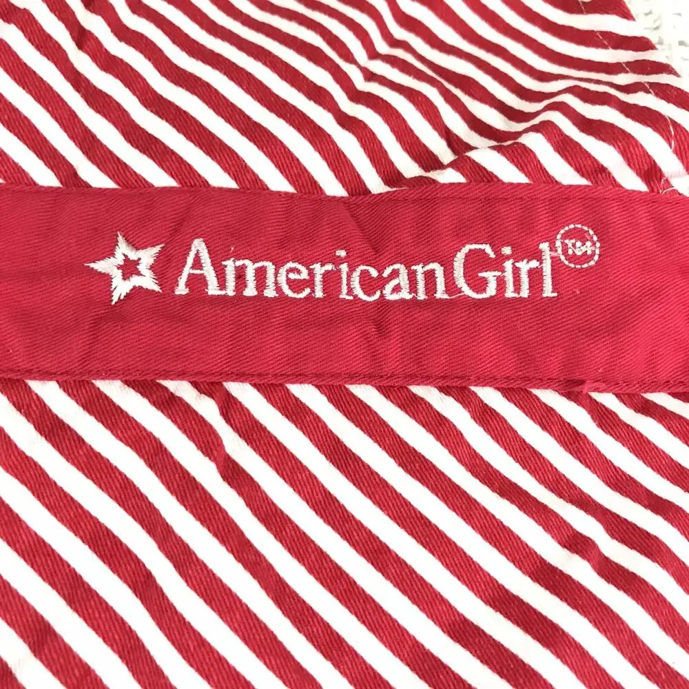 William Sonoma Red & White Stripe American Girl Kitchen Apron w/Ruffle & Bow